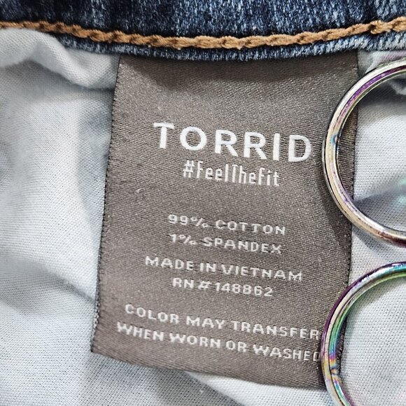 Torrid Jeans Women 12 Tall Blue Perfect Wide Leg Vintage Stretch Denim Grunge - Picture 12 of 16